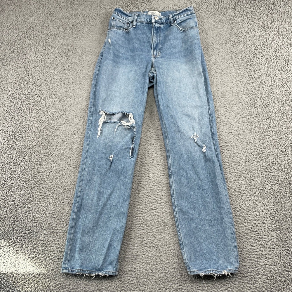 Abercrombie & Fitch Jeans Women 30/10L Light 90s Straight Curve Love Distressed